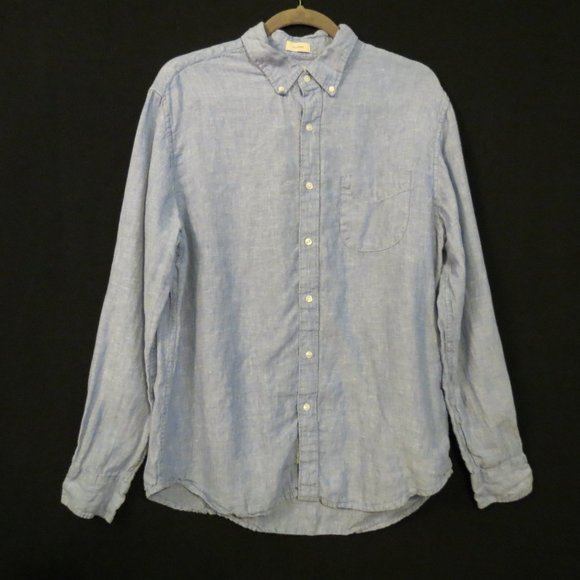 J. Crew Other - J Crew x Baird McNutt L Irish Linen shirt Blue Button down Long sleeve Pocket